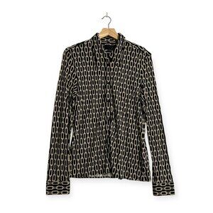 NILI LOTAN Celestine Print Shirt, Small Chain Print, Size L, MRSP $695